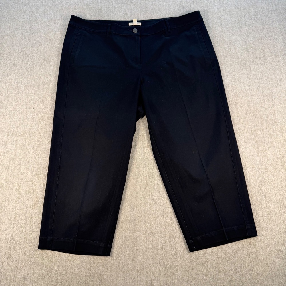 Eileen Fisher Cropped Pants Women 1X Black Organic Cotton Stretch Trousers